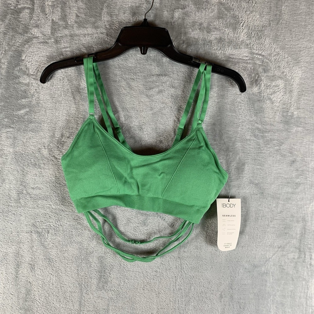 Cotton On Body Women's‎ Sports Bra Seamless Tiny Tie Up Crop Green Chile L